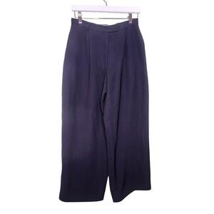 Kate Hill Wide Leg Trousers Pants Blue Pleated Office Business 12P